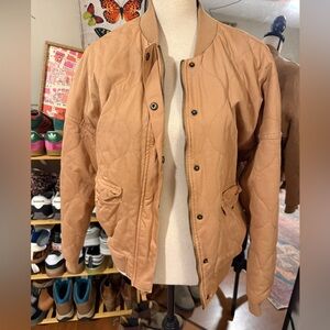 Women's Quilted Tan Bomber Jacket